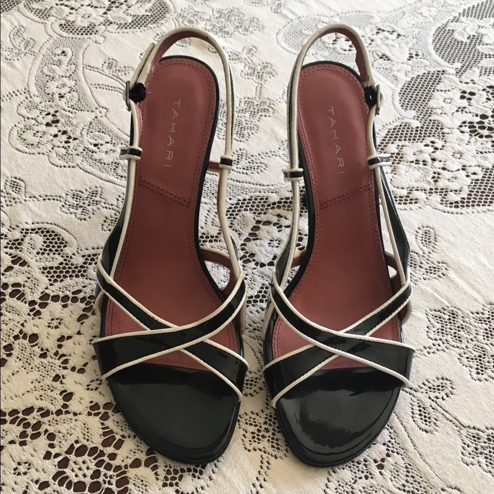 Black and white heels